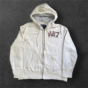 American Eagle Mens XXL Cream Full Zip Hoodie AE7 New York Thermal Lined